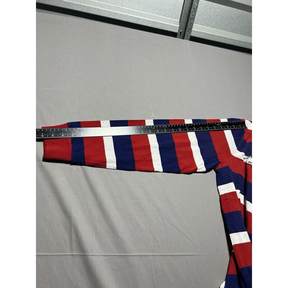 Polo Ralph Lauren‎ Rugby Shirt Men's M Striped Embroidered Patchwork Long Sleeve - Picture 10 of 11